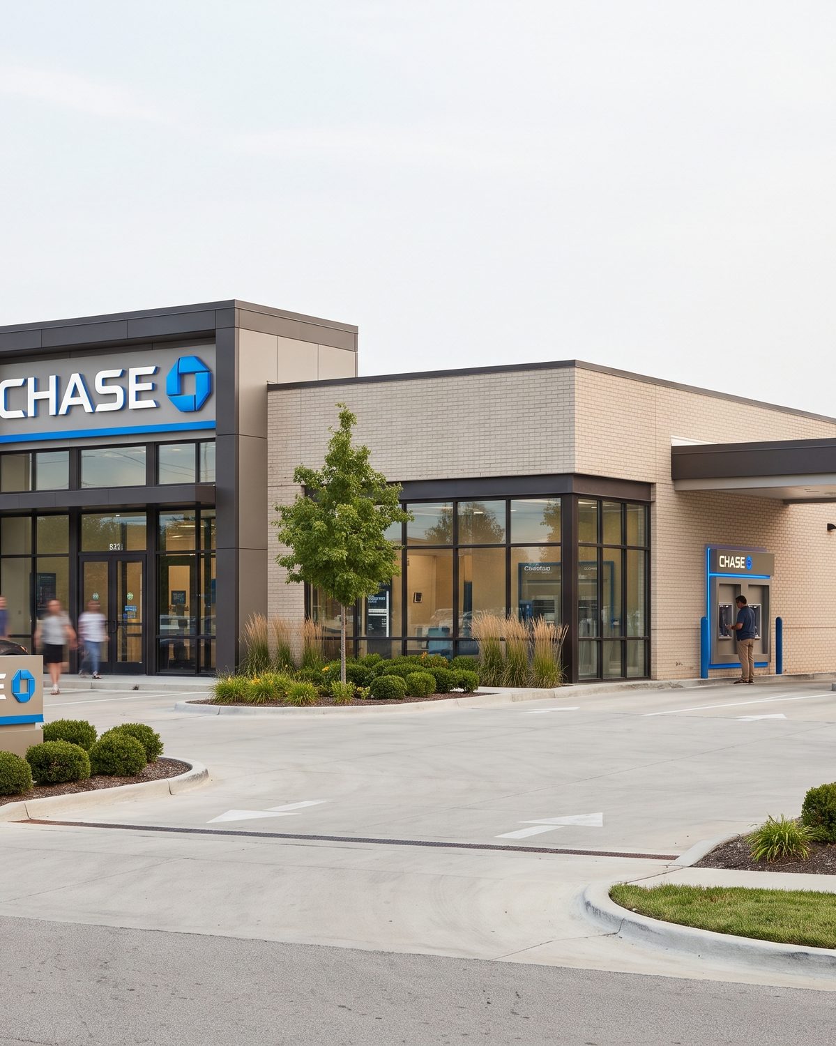 Chase Bank branch with drive-up.